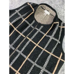 Christopher & Banks Women's Large Sleeveless Sweater Black Open Front Cardigan‎